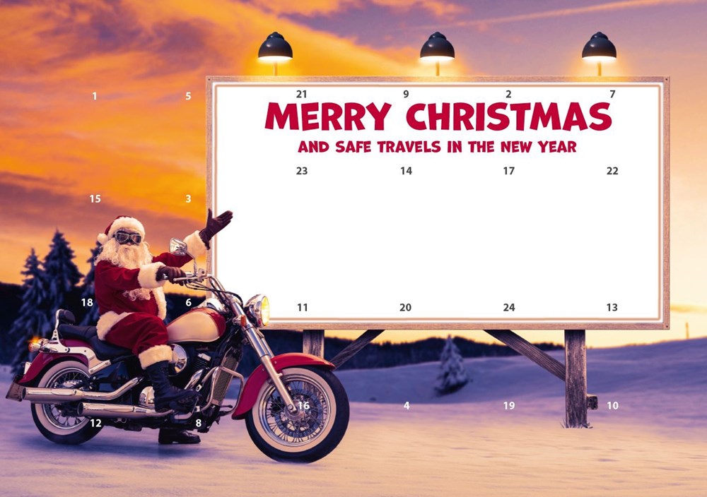 A5-Schoko-Adventskalender mit Werbeeindruck - Christmas Biker