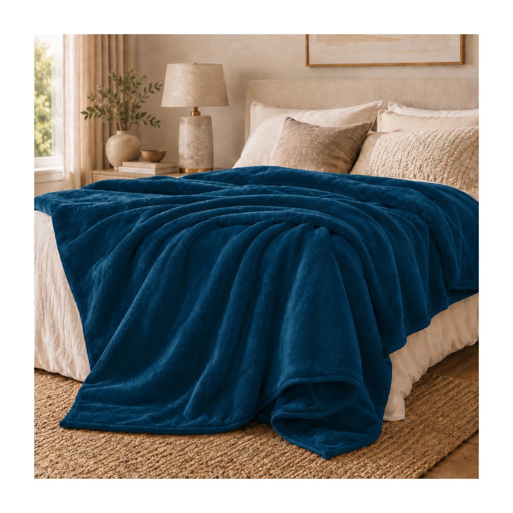Superflauschdecke azurblau - 150 x 200 cm, 320 g/m²