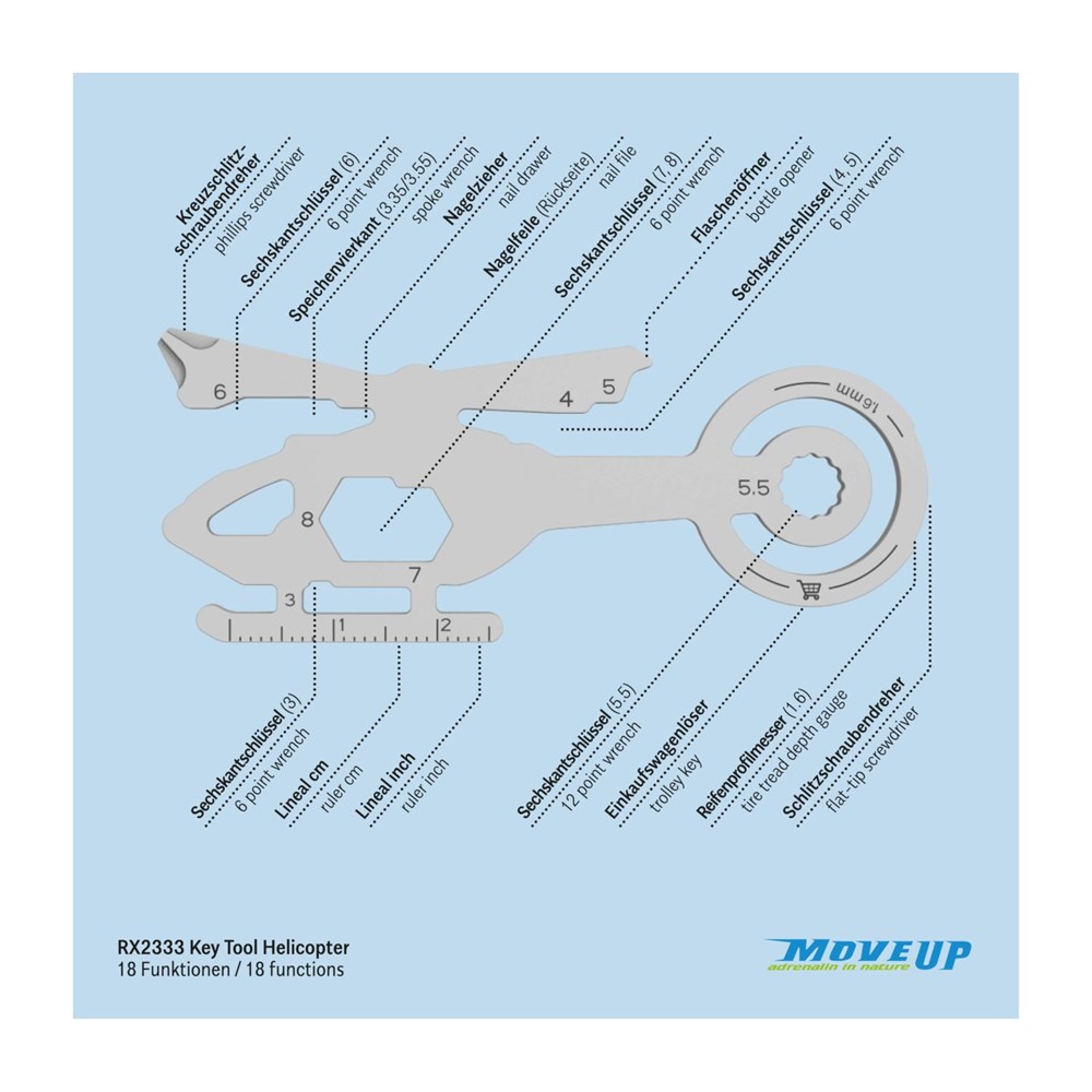 ROMINOX® Key Tool // Helicopter - 18 Funktionen