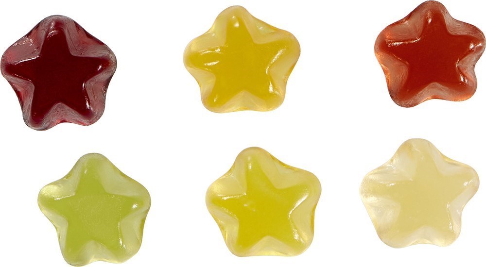 Fruchtgummi-Standardformen 20 g, Sternchen im konventionelle Tütchen, Vegan