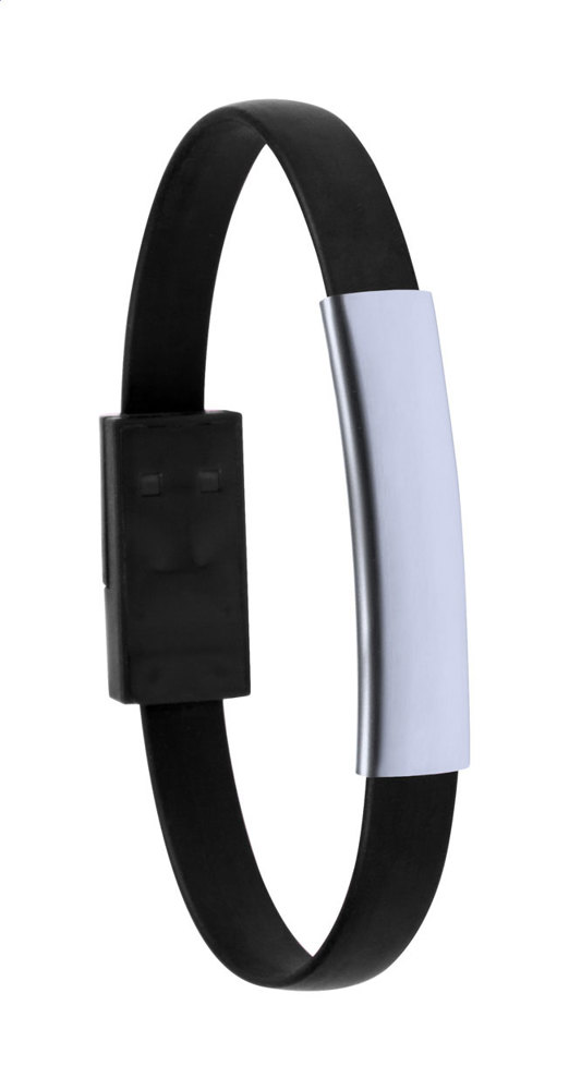 Beth - USB-Ladekabel/Armband - schwarz/silber
