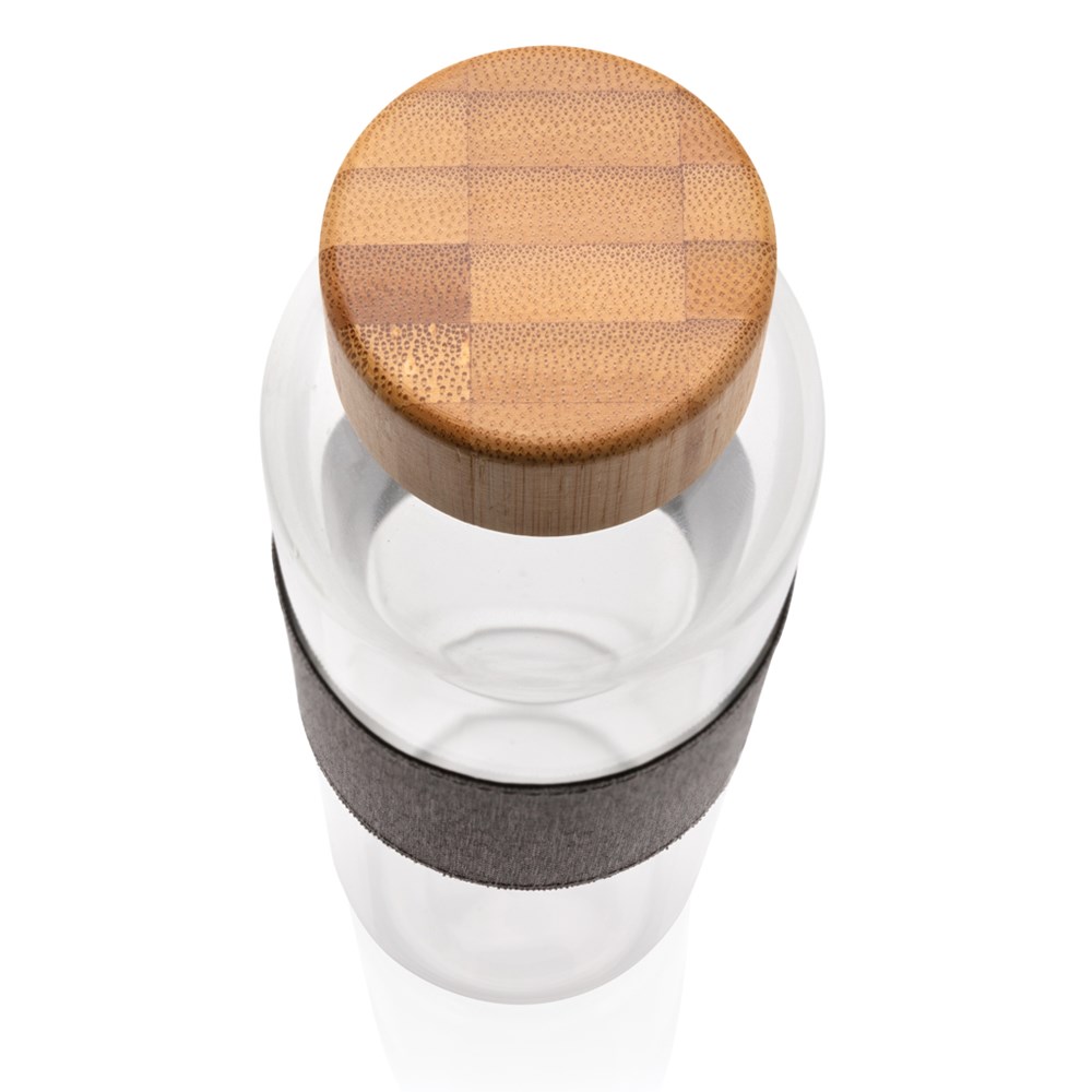 Impact Borosilikat-Glasflasche mit Bambusdeckel Impact Borosilikat-Glasflasche mit Bambusdeckel