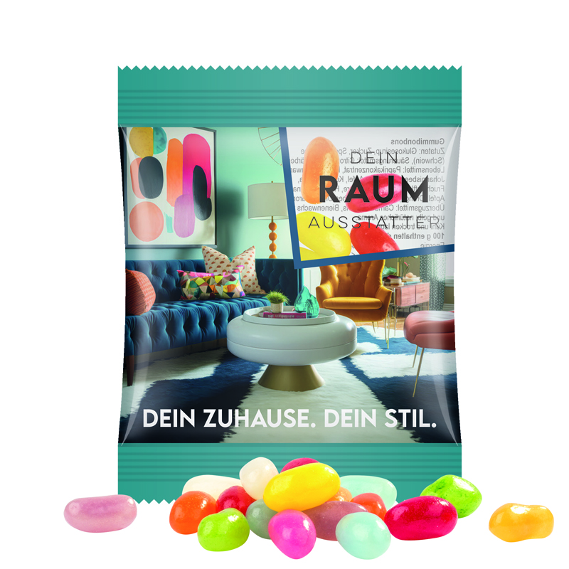 Minitüte 10 g, recyclingfähiges PapierPlus, weiß, Jelly Beans - transparent