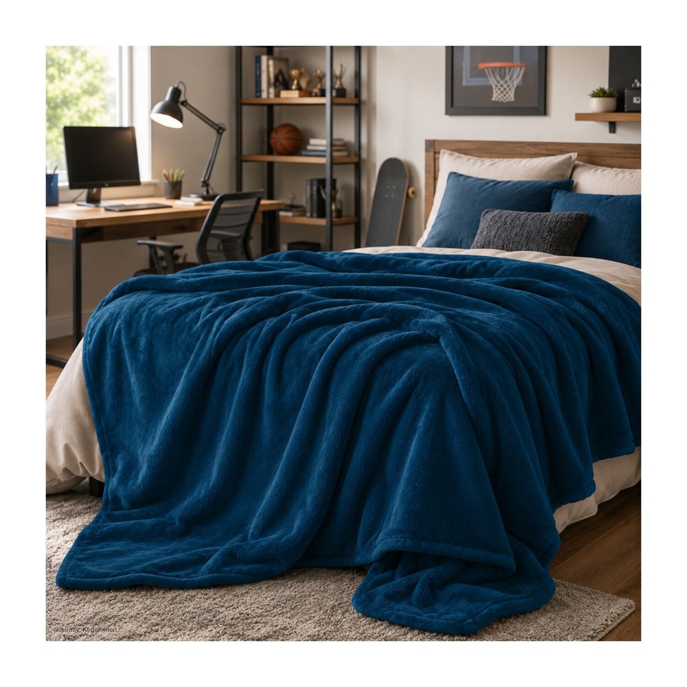 Superflauschdecke azurblau - 150 x 200 cm, 320 g/m²