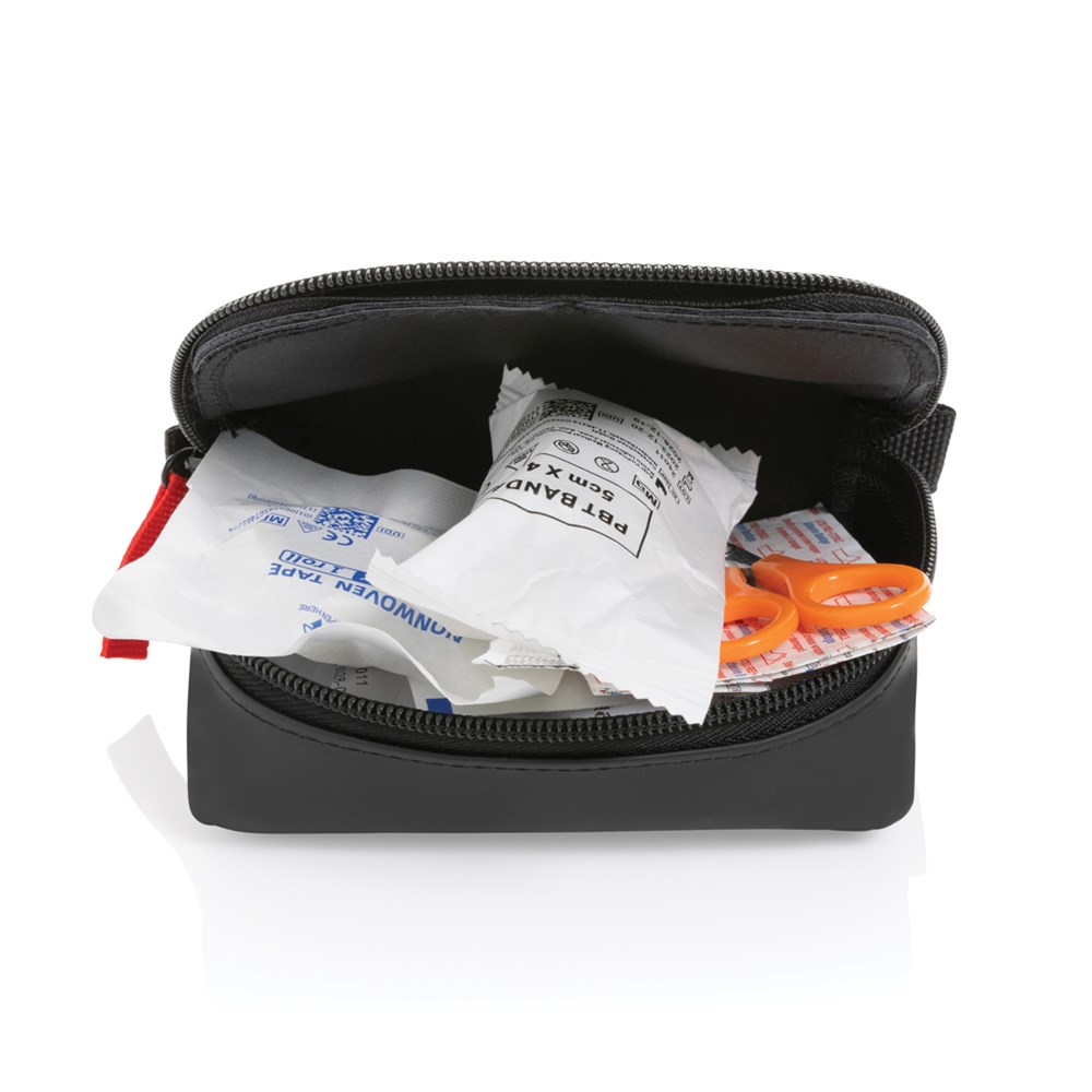 Kleines Erste-Hilfe-Set in RCS recycelter Nubuk-PU Tasche Kleines Erste-Hilfe-Set in RCS recycelter Nubuk-PU Tasche