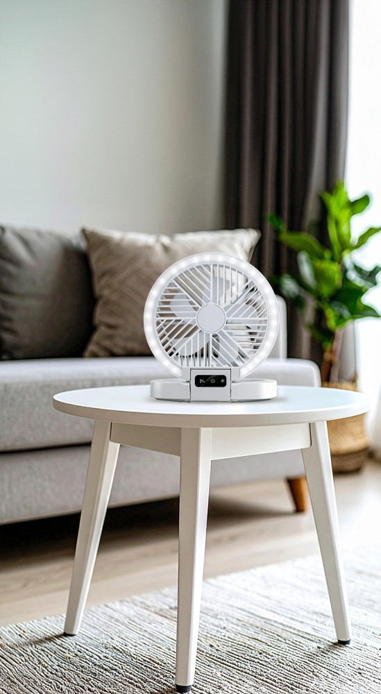 LIFETIME Table Fan USB 1200mAh 3 Speed Rechargeable- Weiß