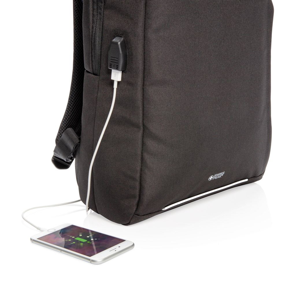 Swiss Peak AWARE™ RFID und USB A-Laptop-Rucksack