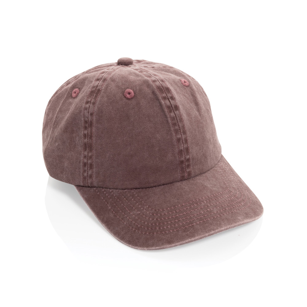BEAU AWARE™ Washed 6-Panel Kappe aus 270gr/m² Baumwolltwill - rot (± PMS red)