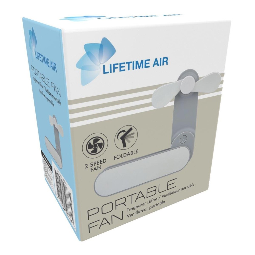 LIFETIME Portable Foldable Fan 400mAh USB Rechargeable- Weiß