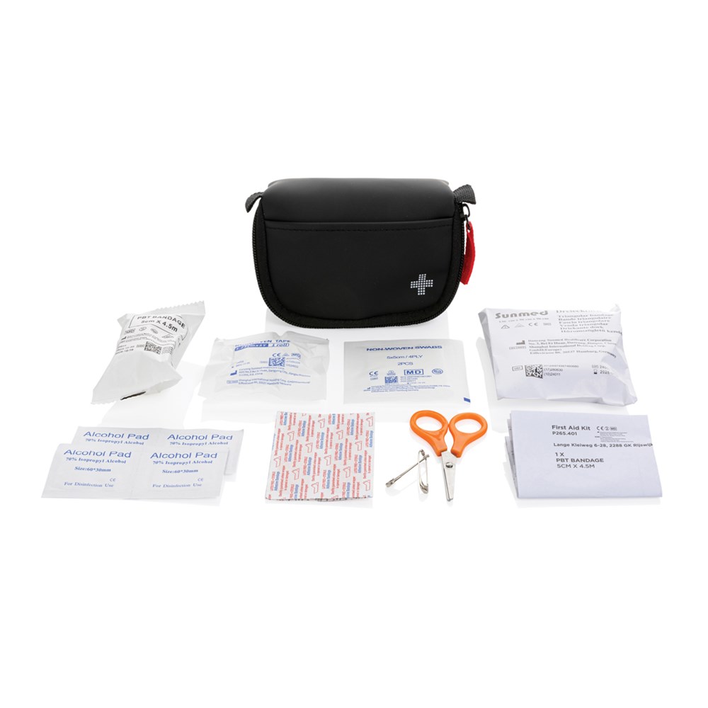 Kleines Erste-Hilfe-Set in RCS recycelter Nubuk-PU Tasche Kleines Erste-Hilfe-Set in RCS recycelter Nubuk-PU Tasche
