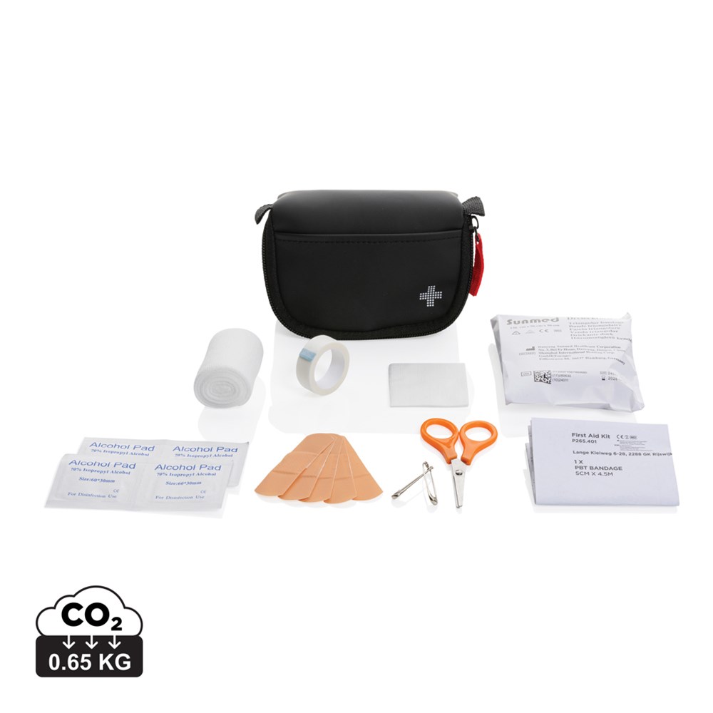 Kleines Erste-Hilfe-Set in RCS recycelter Nubuk-PU Tasche Kleines Erste-Hilfe-Set in RCS recycelter Nubuk-PU Tasche