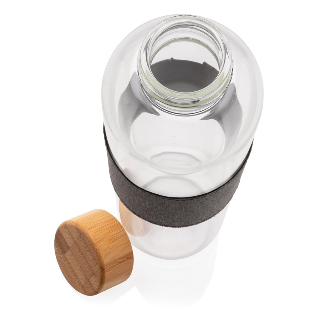 Impact Borosilikat-Glasflasche mit Bambusdeckel Impact Borosilikat-Glasflasche mit Bambusdeckel