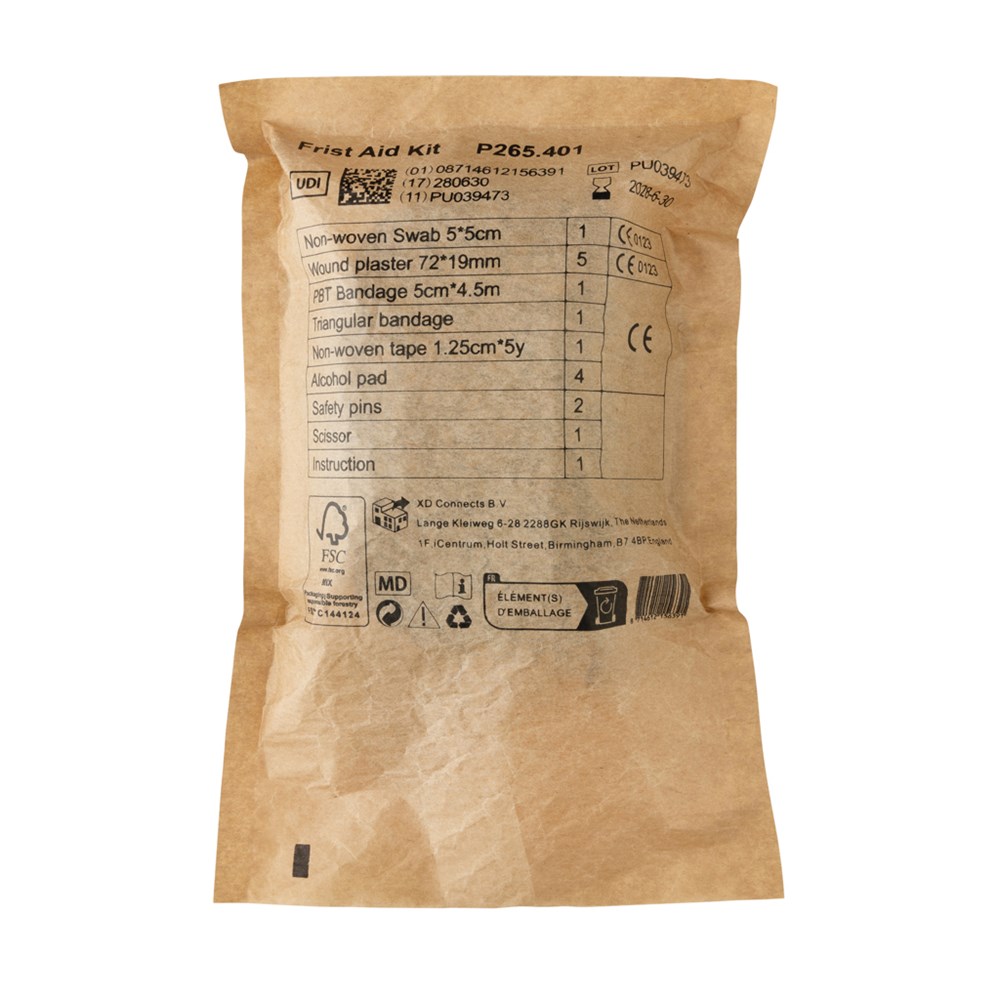 Kleines Erste-Hilfe-Set in RCS recycelter Nubuk-PU Tasche Kleines Erste-Hilfe-Set in RCS recycelter Nubuk-PU Tasche